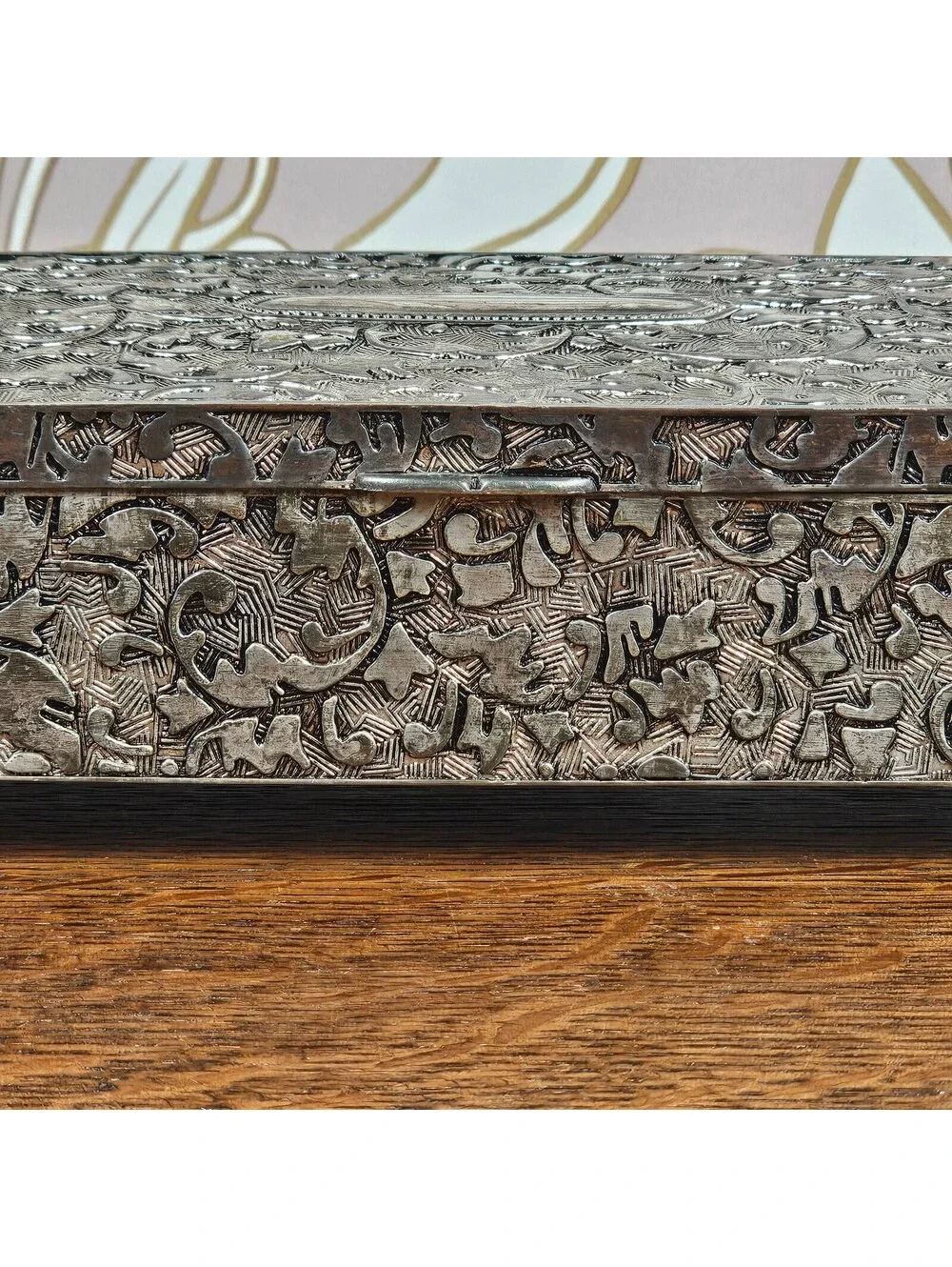 Vintage International Silver Co Silverplate Jewelry Box Mirror Velvet 9